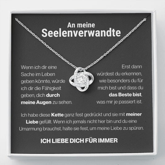 Seelenverwandte "Durch meine Augen" Halskette - 14K Weißgold über Edelstahl – Liebesknoten - Liebesjuwel