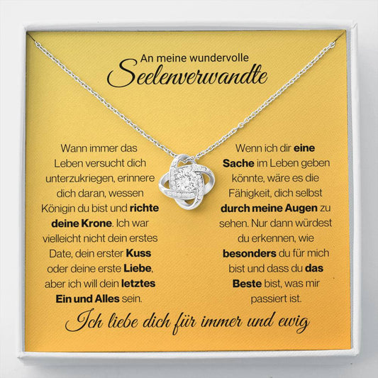 Seelenverwandte "Königin" Halskette - 14K Weißgold über Edelstahl - Liebesknoten - Liebesjuwel