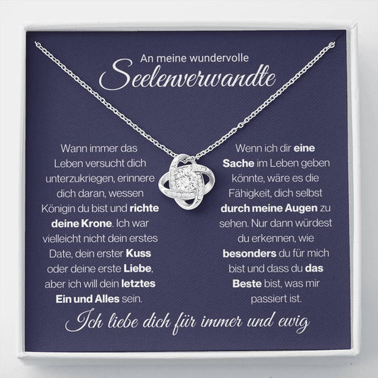 Seelenverwandte "Königin" Halskette - 14k Weißgold über Edelstahl - Liebesknoten - Liebesjuwel