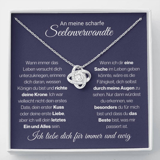 Seelenverwandte "Königin" Halskette - 14K Weißgold über Edelstahl - Liebesknoten - Liebesjuwel