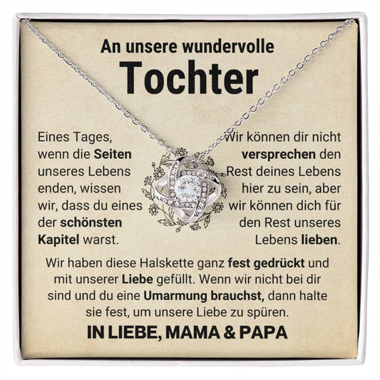 Tochter "Kapitel" Halskette - Echtgold Veredelung - Liebesknoten - Beige - Liebesjuwel