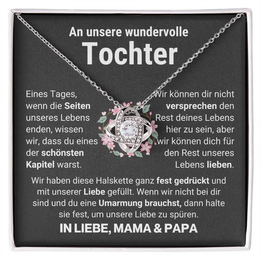Tochter "Kapitel" Halskette - Echtgold Veredelung - Liebesknoten - Schwarz - Liebesjuwel