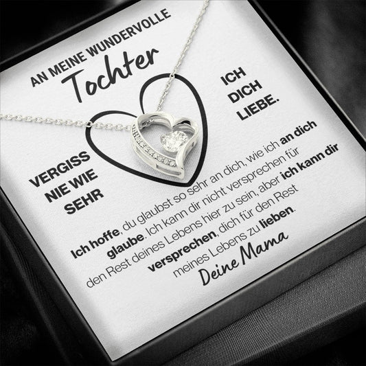 Tochter "Versprechen" Herz Halskette - 14K Weißgold oder 18K Gelbgold Veredelung - Liebesjuwel