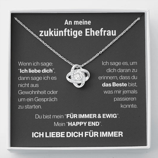 Zukünftige Ehefrau "Immer & Ewig" Halskette - 14K Weißgold über Edelstahl - Liebesknoten - Liebesjuwel