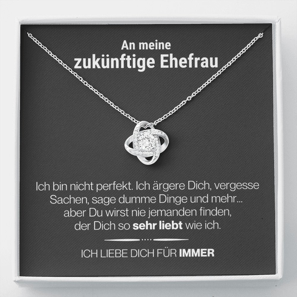Zukünftige Ehefrau "Perfekt" Halskette - 14K Weißgold über Edelstahl – Liebesknoten - Liebesjuwel